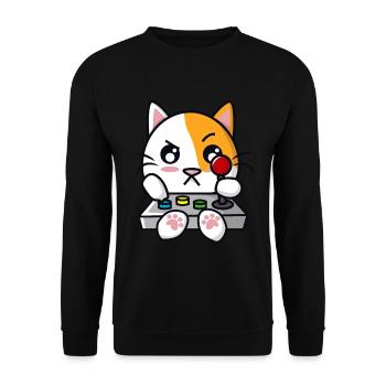 Cat avec manette de jeu Manette de jeu - Sweat-shirt Unisexe - noir - Devant - Alina (178cm) & Michal (187cm)