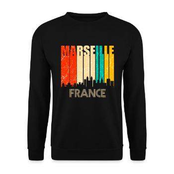 Toits de Marseille France - Sweat-shirt Unisexe - noir - Devant - Alina (178cm) & Michal (187cm)
