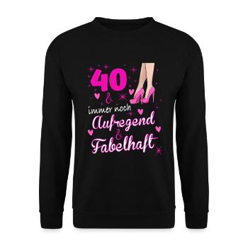 40 Geburtstag Frauen - Unisex Pullover - Schwarz - Vorne - Alina (178cm) & Michal (187cm)