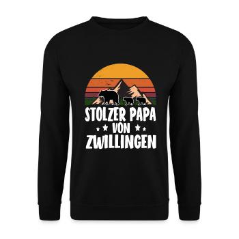 Zwillinge Papa Zwillingspapa - Unisex Pullover - Schwarz - Vorne - Alina (178cm) & Michal (187cm)