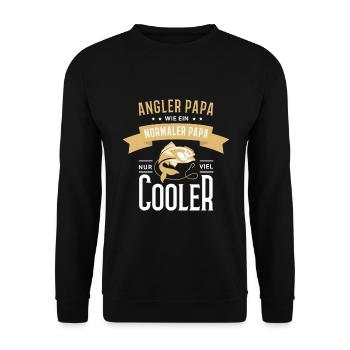 Angler Papa Angeln Fischen Geschenkidee - Unisex Pullover - Schwarz - Vorne - Alina (178cm) & Michal (187cm)