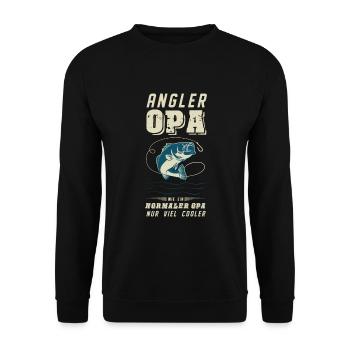 Angler Opa Angeln Fischen Geschenkidee - Unisex Pullover - Schwarz - Vorne - Alina (178cm) & Michal (187cm)