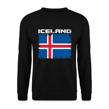 Island Flagge - Unisex Pullover - Schwarz - Vorne - Alina (178cm) & Michal (187cm)