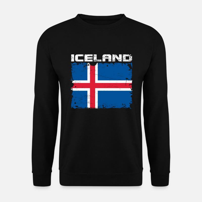 Island Flagge - Unisex Pullover - Schwarz