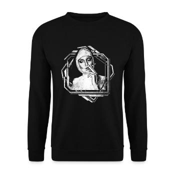 Sexy Nonne raucht Zigarette - Unisex Pullover - Schwarz - Vorne - Alina (178cm) & Michal (187cm)