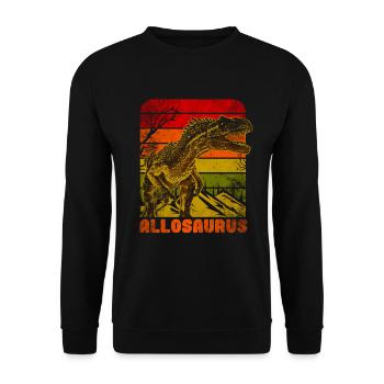 Allosaurus Dinosaurier - Unisex Pullover - Schwarz - Vorne - Alina (178cm) & Michal (187cm)