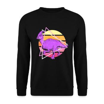 Vaporwave Synthwave Parasaurolophus Dinosaurs - Unisex Sweatshirt - black - Front - Alina (178cm) & Michal (187cm)