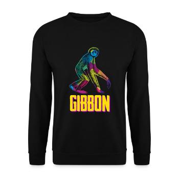 Gibbon Affe - Unisex Pullover - Schwarz - Vorne - Alina (178cm) & Michal (187cm)