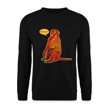Lustiger Pavian - Unisex Pullover - Schwarz - Vorne - Alina (178cm) & Michal (187cm)