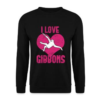 Ich liebe Gibbons - Unisex Pullover - Schwarz - Vorne - Alina (178cm) & Michal (187cm)