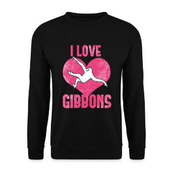 Ich liebe Gibbons - Unisex Pullover - Schwarz - Vorne - Alina (178cm) & Michal (187cm)
