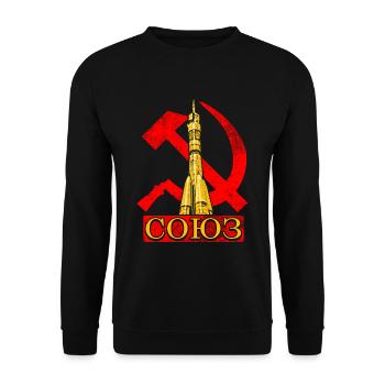 Sojus Rakete Sowjetunion - Unisex Pullover - Schwarz - Vorne - Alina (178cm) & Michal (187cm)