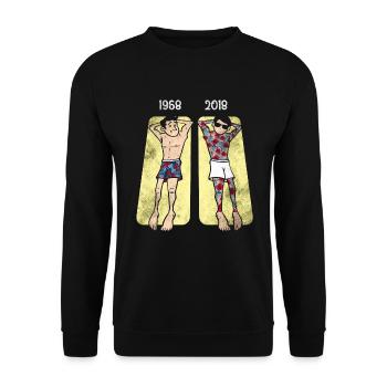 1968 Rétro Drôle - Sweat-shirt Unisexe - noir - Devant - Alina (178cm) & Michal (187cm)
