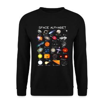Space Astronomy Alphabet ABC - Unisex Sweatshirt - black - Front - Alina (178cm) & Michal (187cm)
