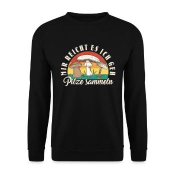 Pilzsammler Pilze suchen lustiges Pilzliebhaber - Unisex Pullover - Schwarz - Vorne - Alina (178cm) & Michal (187cm)