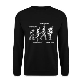 Drôle d’évolution humaine vers le bureau à domicile - Sweat-shirt Unisexe - noir - Devant - Alina (178cm) & Michal (187cm)