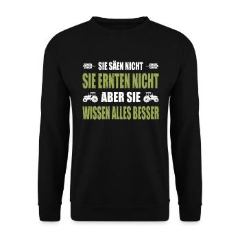 Sie Säen Nicht Sie Ernten Nicht Landwirt Demo - Unisex Pullover - Schwarz - Vorne - Alina (178cm) & Michal (187cm)