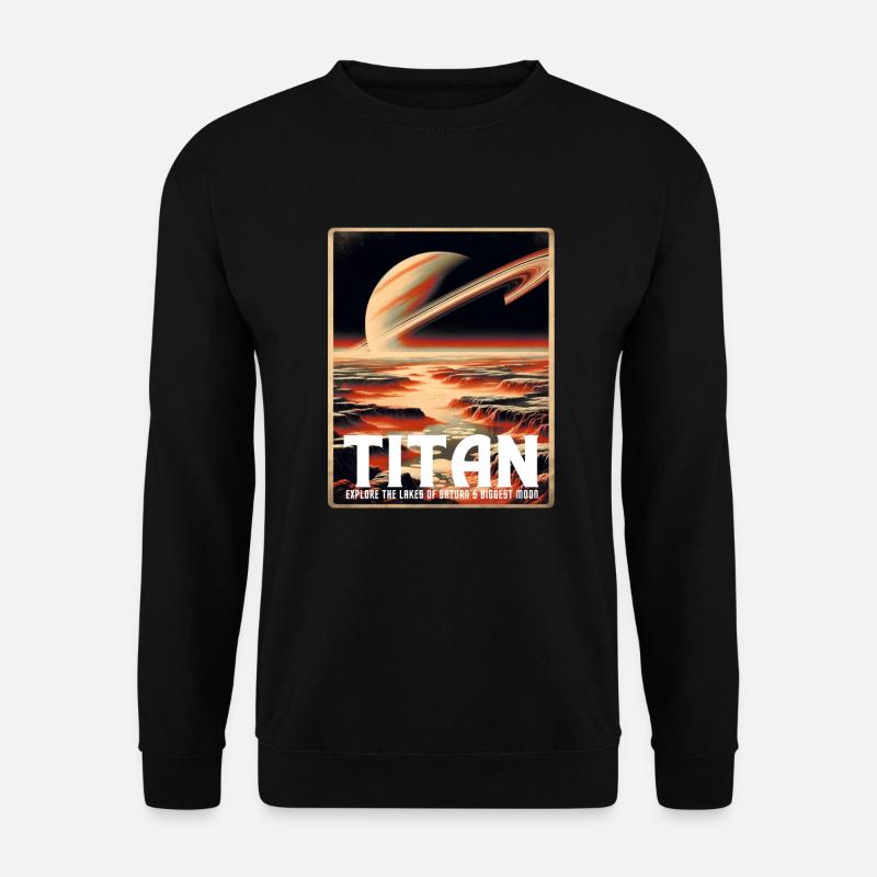 Titan Saturn Mond Sonnensystem Reiseposter - Unisex Pullover - Schwarz