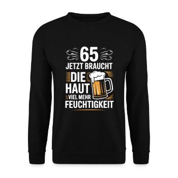 65 – Jetzt braucht die Haut viel mehr Feuchtigkeit - Unisex Pullover - Schwarz - Vorne - Alina (178cm) & Michal (187cm)