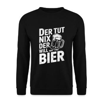 Il ne fait rien, il veut juste de la bière - Sweat-shirt Unisexe - noir - Devant - Alina (178cm) & Michal (187cm)