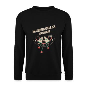 Lustiges und zweideutiges Dart Design - Unisex Pullover - Schwarz - Vorne - Alina (178cm) & Michal (187cm)