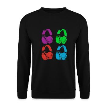 Headphone - Unisex Sweatshirt - black - Front - Alina (178cm) & Michal (187cm)