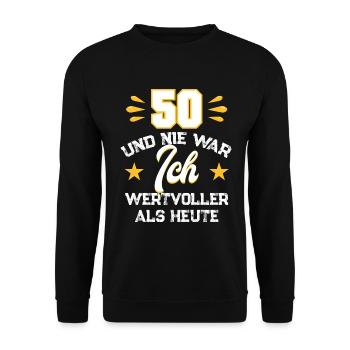 50th birthday award Gift for the 50th birthday - Unisex Sweatshirt - black - Front - Alina (178cm) & Michal (187cm)