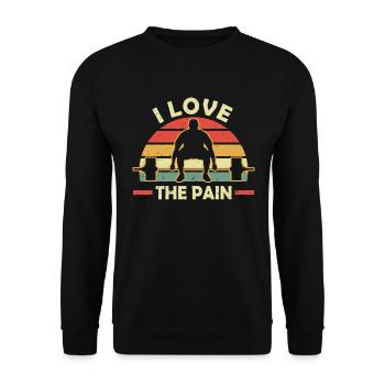 I Love The Pain Funny Fitness Saying Vintage - Unisex Sweatshirt - black - Front - Alina (178cm) & Michal (187cm)