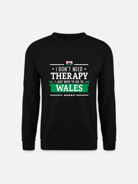 WALES THERAPY UK FLAG CYMRU WELSH GIFT - Unisex Sweatshirt - black