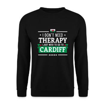 CARDIFF WALES THERAPIE WALISER FLAGGE GESCHENK - Unisex Pullover - Schwarz - Vorne - Alina (178cm) & Michal (187cm)