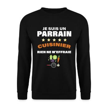 Parrain cuisinier Humour Famille - Sweat-shirt Unisexe - noir - Devant - Alina (178cm) & Michal (187cm)