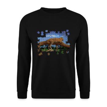 Puzzle Leopard Lion est situé sur arbre paysage - Sweat-shirt Unisexe - noir - Devant - Alina (178cm) & Michal (187cm)