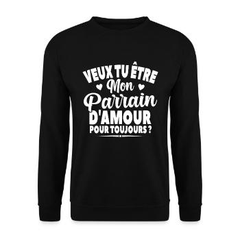 Veux Tu Être Mon Parrain D'amour Annonce Grossesse - Sweat-shirt Unisexe - noir - Devant - Alina (178cm) & Michal (187cm)