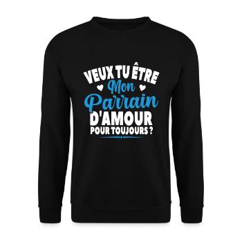 Veux Tu Être Mon Parrain D'amour Annonce Grossesse - Sweat-shirt Unisexe - noir - Devant - Alina (178cm) & Michal (187cm)