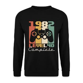 40 Geburtstag Jahrgang 1982 Level 40 Complete - Unisex Pullover - Schwarz - Vorne - Alina (178cm) & Michal (187cm)