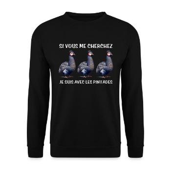 Cadeau agriculteur éleveur de pintades - Sweat-shirt Unisexe - noir - Devant - Alina (178cm) & Michal (187cm)