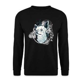 Vintage Tattooed Chihuahua Dog.Gifts for dog lover - Unisex Sweatshirt - black - Front - Alina (178cm) & Michal (187cm)