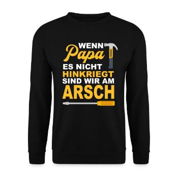 Père, papa, fête des pères, - Sweat-shirt Unisexe - noir - Devant - Alina (178cm) & Michal (187cm)