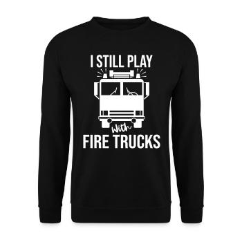 Funny Firefighters Firefighter Gift For Fireman - Unisex Pullover - Schwarz - Vorne - Alina (178cm) & Michal (187cm)