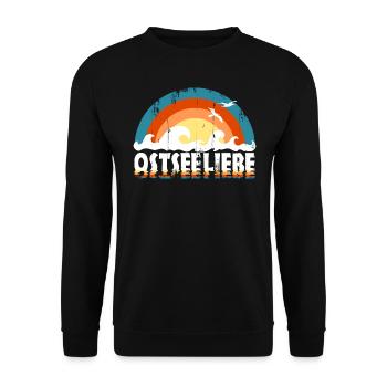 Ostseeliebe - Retroclors usedLook - Unisex Pullover - Schwarz - Vorne - Alina (178cm) & Michal (187cm)