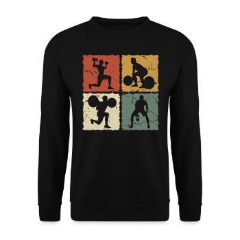 Fitness Vintage - Unisex Sweatshirt - black - Front - Alina (178cm) & Michal (187cm)