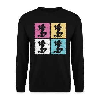 Woman at the dumbbell workout in the gym - Unisex Sweatshirt - black - Front - Alina (178cm) & Michal (187cm)
