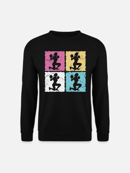 Frau beim Hantel Workout im Gym - Unisex Pullover - Schwarz