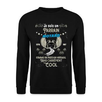 Parrain Motard Idée Cadeau Le Meilleur Du Monde - Sweat-shirt Unisexe - noir - Devant - Alina (178cm) & Michal (187cm)