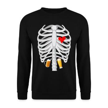 Skeleton beer announcement birth future dad - Unisex Sweatshirt - black - Front - Alina (178cm) & Michal (187cm)