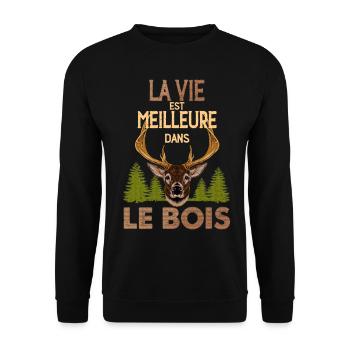 Life is better in the woods Hunter Gift - Unisex Sweatshirt - black - Front - Alina (178cm) & Michal (187cm)