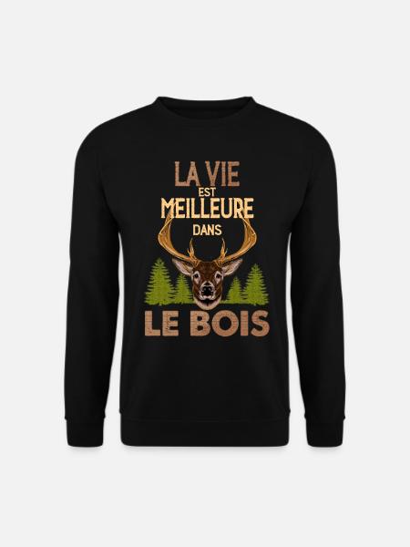 Das Leben im Wald ist besser Jäger Geschenk - Unisex Pullover - Schwarz