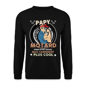 Le Papy Motard Le Plus Cool C'est Mon Papy - Sweat-shirt Unisexe - noir - Devant - Alina (178cm) & Michal (187cm)