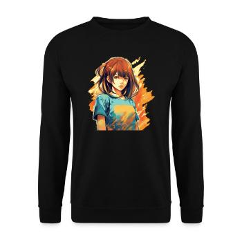 Anime Girl - Sweat-shirt Unisexe - noir - Devant - Alina (178cm) & Michal (187cm)