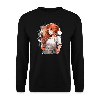 Anime Girl - Sweat-shirt Unisexe - noir - Devant - Alina (178cm) & Michal (187cm)